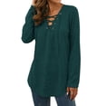 thumbnail image 4 of Nlife Women Long Sleeve Top Criss Cross V Neck Solid Blouse Tunic Top Basic Pullover, 4 of 10