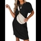 thumbnail image 3 of Vestido Mini Informal de Verano para Mujer, con Cuello Redondo, Corta y Canalé Negro XL, 3 of 7