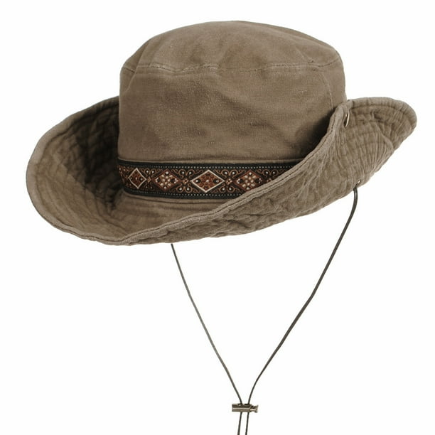 WITHMOONS Boonie Bush Hat Aztec Pattern Wide Brim Side Snap KR8752