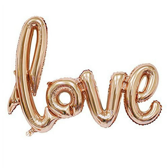 WULEEUPER Love Balloon Banner 42.5 Inches Handwriting Letter Giant Celebration Balloon Romantic Wedding Bridal Shower Anniversary Engagement Party Dec