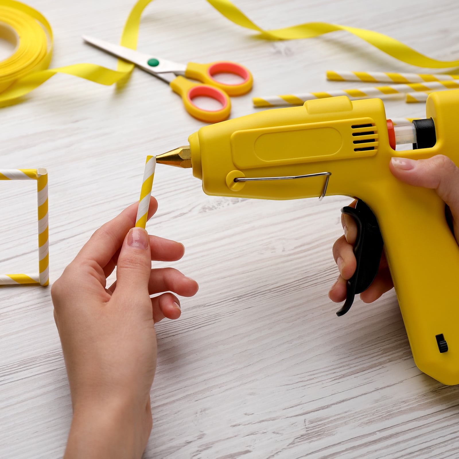 16 Pack Mini Hot Glue Sticks, 0.43" Dia x 7.87" Long EVA Glue Gun Sticks, Coffee for DIY Projects