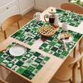 thumbnail image 5 of St. Patrick's Day Placemats Set&nbsp;of&nbsp;2 Vintage Green Truck Lucky Shamrocks Gnome Green Plaid Heat Insulation Washable Place Mats, Non-Slip Table Mats for Dining Table Party Kitchen,13x19 Inch, 5 of 9