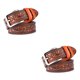 thumbnail image 3 of Qarigey Cinturón de impresión de moda para hombres Cinturones flexibles y resistentes al desgaste de PU lisos y resistentes al desgaste para Naranja 115cm 2Conjunto, 3 of 6