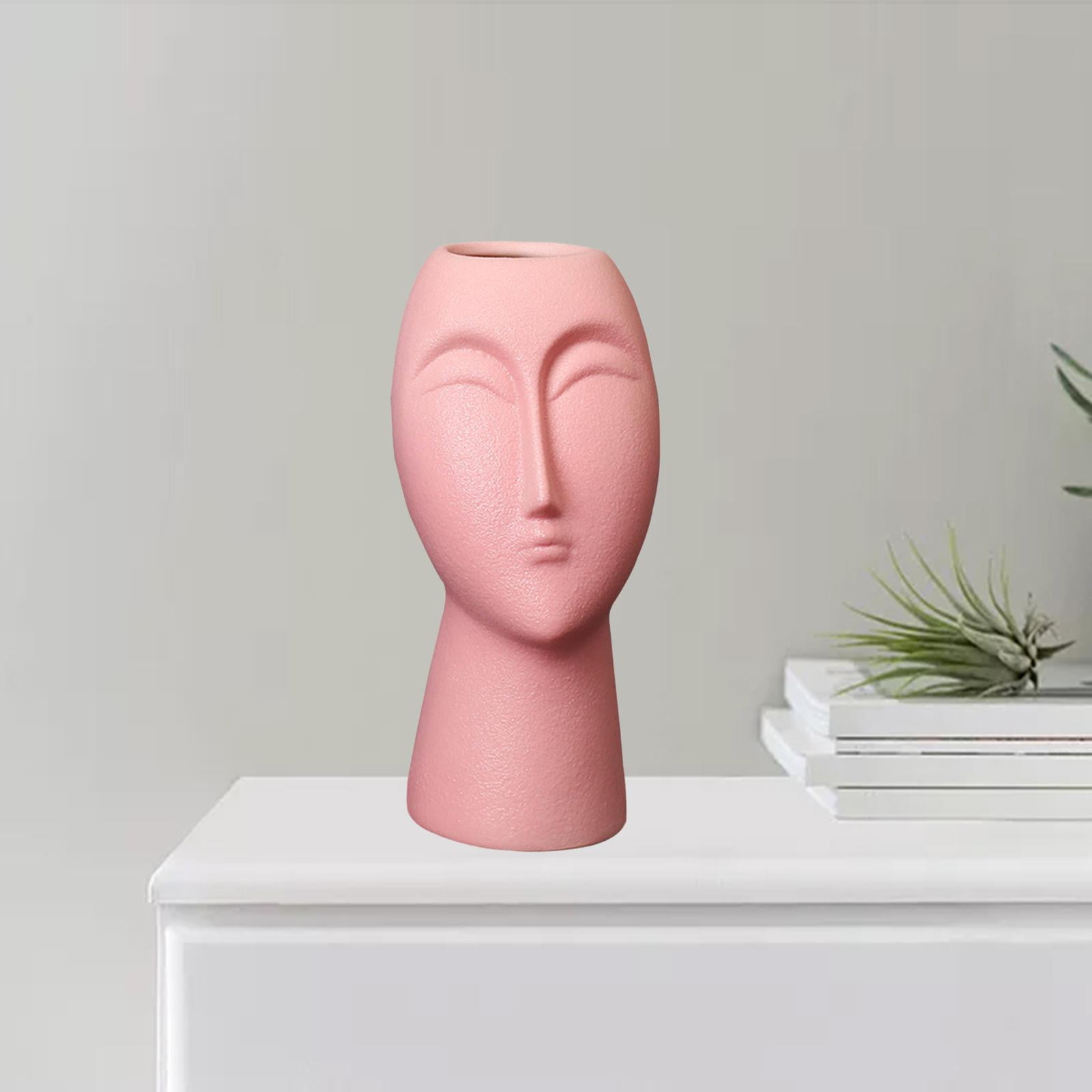Face er Vase Ceramic Decoration, Modern Human Ceramic Bud Vase, Tall