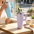 thumbnail image 5 of AQUAPHILE Insulated Tumbler with Leak-proof Lid and Straw, 30 oz Insulated Stainless Steel Coffee Mug with Handle, Travel Coffee Mug，Light Blue, 5 of 8