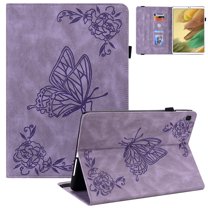 Allytech Samsung Galaxy Tab A7 Lite 8.7" Case Model SM-T220 T225, Premium PU Leather Slim Fit Butterfly Embossed Lightweight Shockproof Protective Case for Samsung Galaxy Tab A7 Lite 8.7, Purple