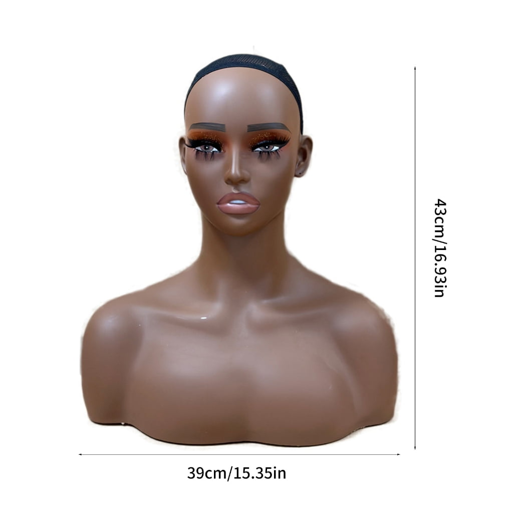 Miiottaa Realistic Female Mannequin Head With Shoulders For Wig Hat Jewelry Display Natural Makeup And Adjustable Net Caps