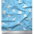 thumbnail image 1 of Soimoi Blue Silk Fabric Stripe & Paper Bird Art & Craft Fabric Prints By Yard 42 Inch Wide, 1 of 3