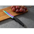 thumbnail image 4 of SiliSlick Steak Knife Set - Iridescent/Rainbow Titanium Coated Stainless Steel Knives - 5 inch / 12.7cm - (4 Black), 4 of 9