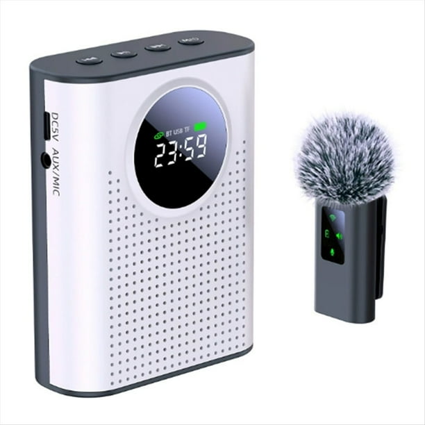 Amplificador de Voz con Micrófono de Solapa Magnético, Micrófono Personal y Altavoz con Pantalla LED.