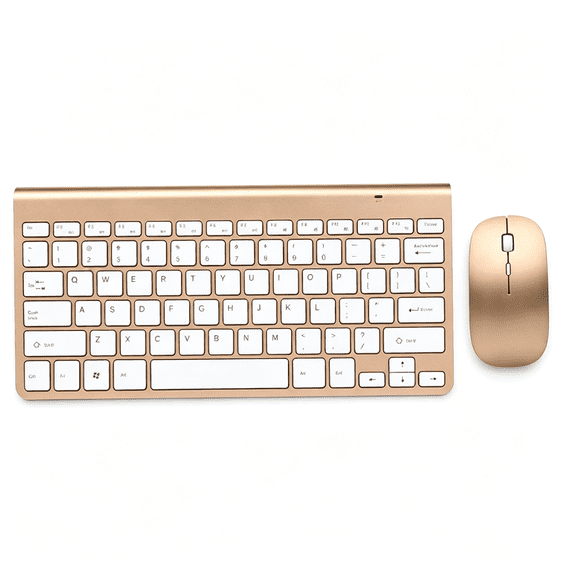 2.4G Wireless Keyboard and Mouse Combo, Gold, 78-Key Slim Keyboard with Shared USB Receiver, Quiet Keys for Laptop and Desktop