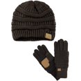 thumbnail image 1 of Unisex Soft Stretch Cable Knit Beanie and Anti-Slip Touchscreen Gloves 2 Pc Set 2 Pc Set, 1 of 3