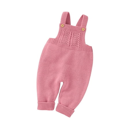 

TAIAOJING Babys Infants Girls Boys Solid Spring Winter Long Pants Knit Suspender Trousers Clothes Fall Clothes 6-12 Months