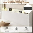 thumbnail image 5 of Senfot Full Size Platform Bed Frame, Lighted Upholstered Bed Frame with 4 Storage Drawers and Headboard, No Box Spring Needed, Wooden Slats Support, Noise-Free, Easy Assembly, White, 5 of 8