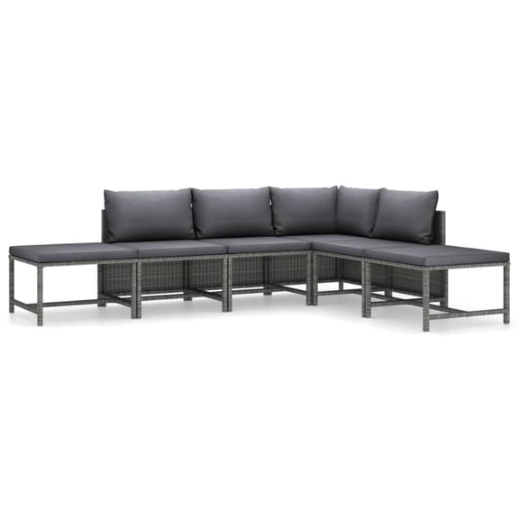 Casafoyer 6 Piece Patio Lounge Set with Cushions Poly Rattan Gray