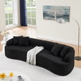 thumbnail image 2 of Sofa in Lamb's Wool Fabric, Modern Minimalist Style, Compressed (No Assembly Required), Comfy for Living Room & Bedroom - Black, 2 of 9