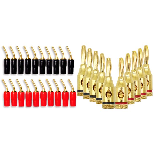 10-Pair 2mm Banana Plug Pin Screw Type, Audio Speaker Cable Connector & 5 Pairs Banana Plugs,Connectors, Open Screw Type