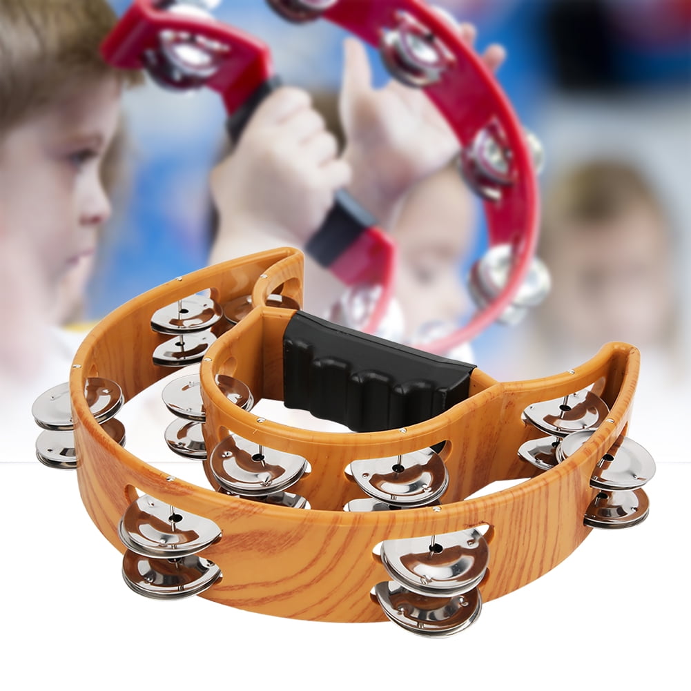 Handbell, Percussion Instrument Smooth Surface Fine Texture Tambourine Durable With Ergonomic Grip For Children For Family For Friends