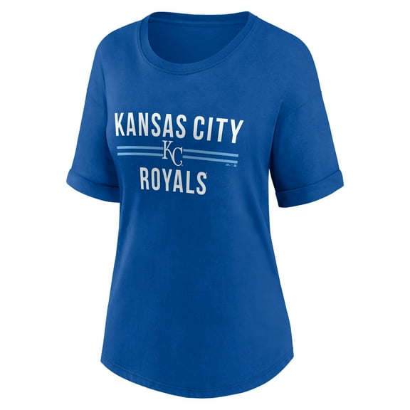 Kansas City Royals Women's Royal Out Run Bi-Blend Rolled Cuff T-Shirt, Up to Size 3XL