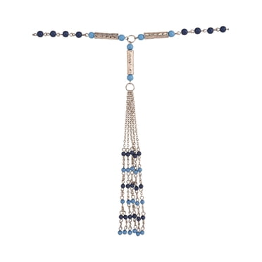 The Pioneer Woman Adult Female Silver-Tone Metal Sodalite and Turquoise Tassel Necklace
