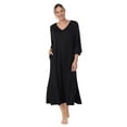 thumbnail image 3 of Aria Women's Brushed Knit 3/4 Sleeve V-Neck Lounger Nightgown with Pockets, Sizes XS to 5X, 3 of 6