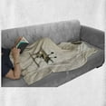 thumbnail image 6 of Vintage Airplane Soft Flannel Fleece Throw Blanket, Cartoon Style Biplane in Modern City Clouds and High Rise Buildings, Cozy Plush for Indoor and Outdoor Use, 60" x 80", Tan White Grey, by Ambesonne, 6 of 6