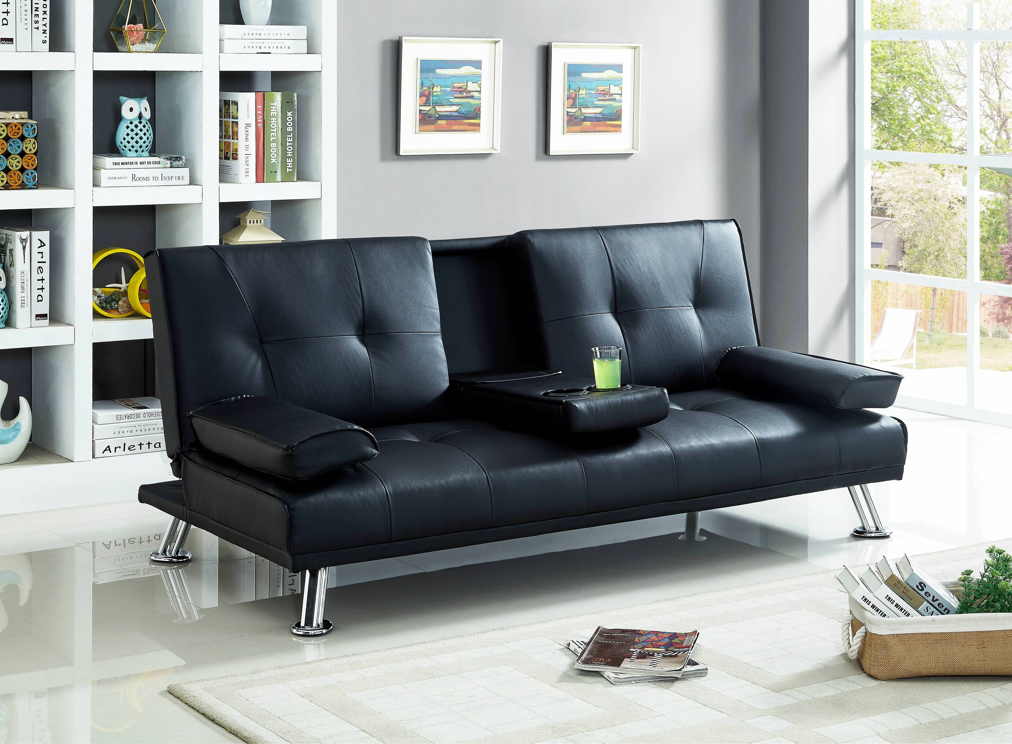 Legend Furniture Faux Leather Futon Sleeper Sofa Black