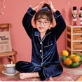 thumbnail image 2 of Conjunto de pijamas de franela cálida para niños, ropa de dormir de terciopelo dorado, Unisex, para la familia, Invierno, 2 of 3
