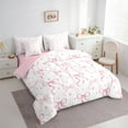 thumbnail image 3 of jejeloiu Ribbon Bow Tie Bedding Comforter Set 7 Pieces,Stars Bowknot Print Full Bedding Set,Pink White Fitted Sheet Flat Sheet,Lightweight Room Decorative Reversible, 3 of 8
