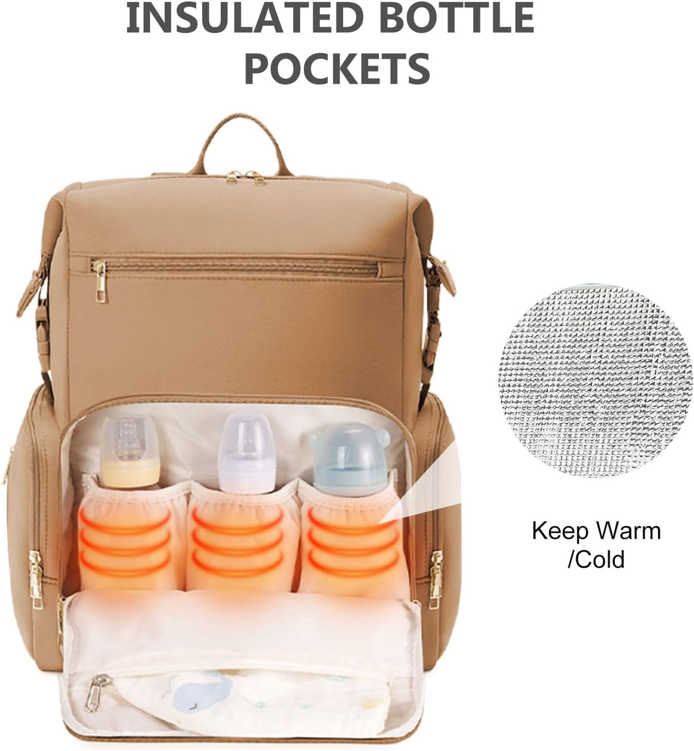 Diaper Bag Backpack for Mom/Dad with Changing Pad, Multi-Function Neoprene Large Newborn Baby Maternity Bags Travel Tote with Insulated Pockets Oat