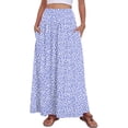 thumbnail image 2 of Asklazy Womens Flowy Long Maxi Skirt A-Line Long Skirt with Pockets Elastic High Waist,Spot Blue,Mother's Day ,3XL, 2 of 9