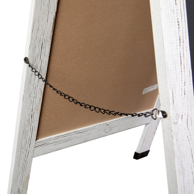 BizChair Whitewashed 48x24 Vintage Wooden A-Frame Indoor/Outdoor A