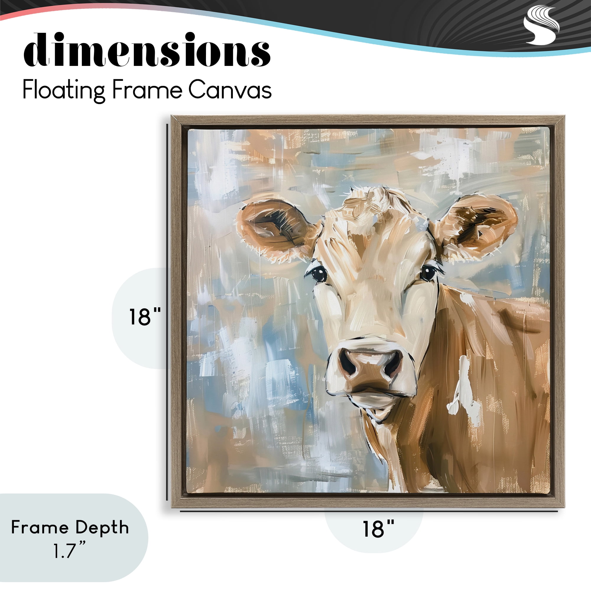 Stupell Industries The Brown Cow Abstract Brown Framed Floater Canvas Wall Art, design by Tina LeCour
