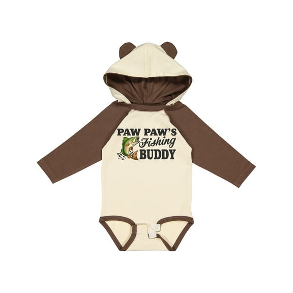 Inktastic Paw Paw's Fishing Buddy Boys Long Sleeve Baby Bodysuit