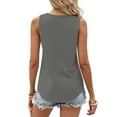 thumbnail image 3 of Ohufall Tank Tops for Womens Summer Casual Solid Color Pullover Keyhole Neckline Sleeveless Tees Fashion Loose-fitting Pleated Sleeveless Tops, 3 of 5