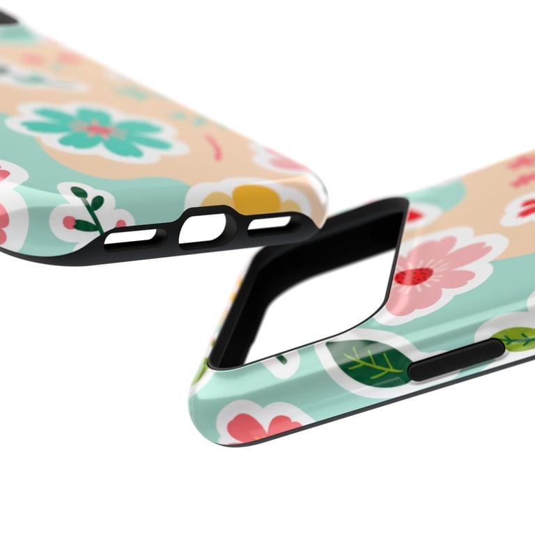 LAVU Mint Floral Sticker Tough Phone Case, Cute Floral Sticker