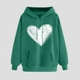 thumbnail image 2 of YUGYXL Womens Oversized Hoodies Comfy Long Sleeve Heart Graphic Pullover Trendy Cute Print Sweatshirts with Pocket Green S, 2 of 6