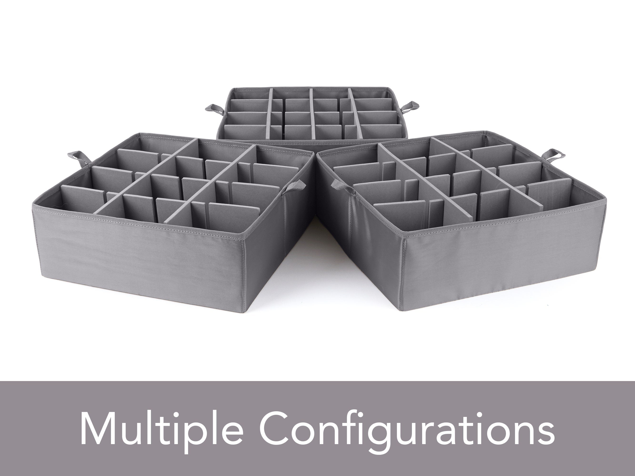 Covermates Keepsakes - Adjustable Cube Storage Bin - Configurable FlexGrid Compartments - ID Window - Pull Handles - Indoor Storage, Grey Heather