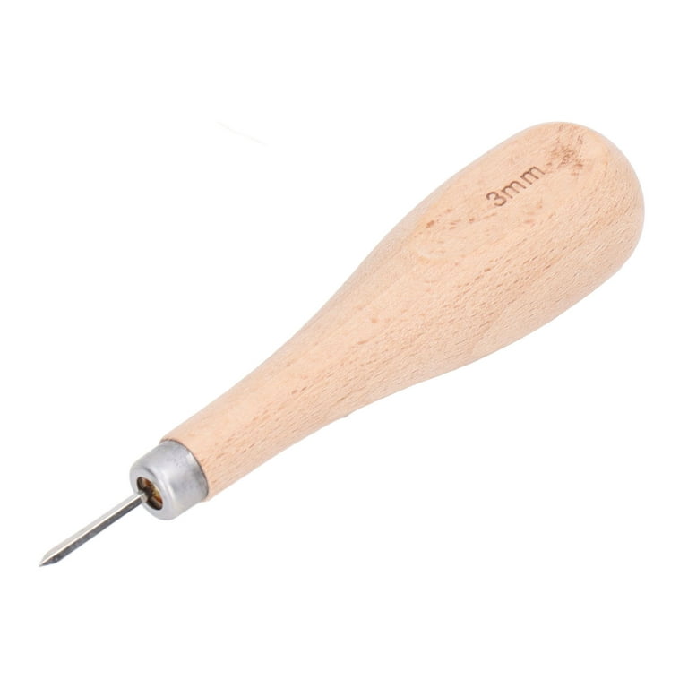 FAGINEY Leather Tool,3mm Stitching Awl Profession Ergonomic Awl Tool Sewing  With Beech Handle Awl Punch Leather Stitching Awl For Leather Punching,Awl
