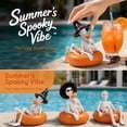 thumbnail image 4 of Halloween Summerween Tabletop Decor - Benson Skeleton in Orange Pool Float Sipping Cocktail Resin Figurine, 4 of 6