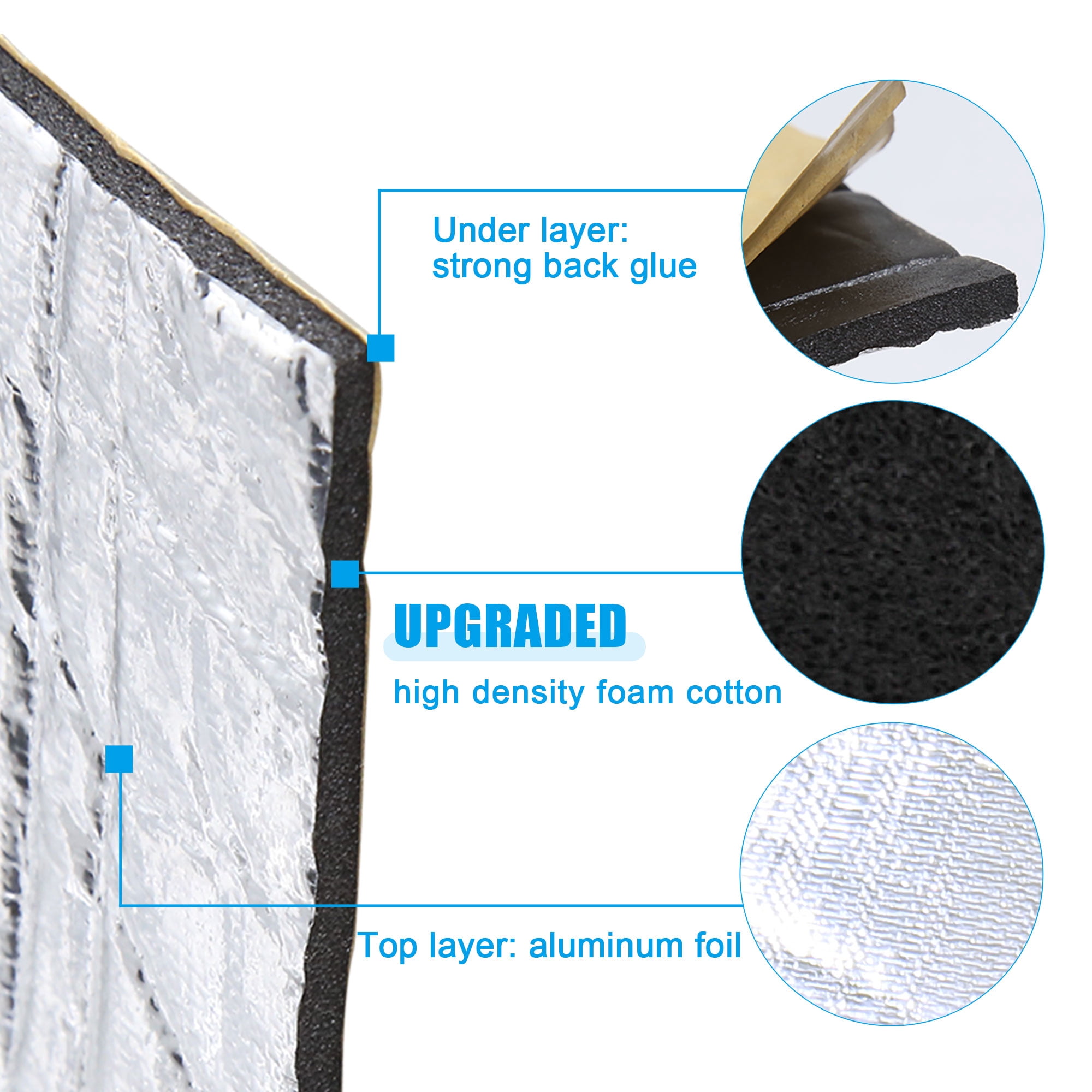 Unique Bargains 197mil 11.1sqft Car Sound Proofing Insulation Deadener Mat 39" x 24"