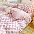 thumbnail image 2 of Juego de cama de cuadros rosa pastel morado, 2 of 5