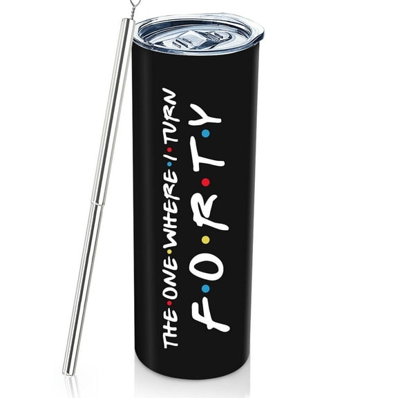 40th Birthday Gifts For Women 1985 Birthday Decoration For Women Female 20oz Wine Tumbler Happy 40 Year Old Bday Presents For Bestie Friend Sister Woman Black Wine Cup With Turn Forty