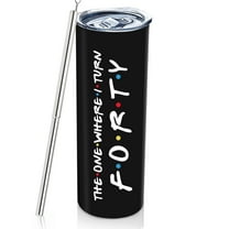 40th Birthday Gifts For Women 1985 Birthday Decoration For Women Female 20oz Wine Tumbler Happy 40 Year Old Bday Presents For Bestie Friend Sister Woman Black Wine Cup With Turn Forty