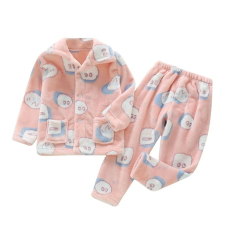 

Kukoosong Toddler Boys Girls Pajamas Sets Baby Boy Girl Keep Warm Pajamas Flannel Nightwear Sleepwear Pink 100
