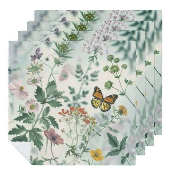 Qinduosi Floral Cloth Napkins Wildflowers Napkins Washable Dinner Napkins Summer Tea Party Napkins for Spring Kitchen Wedding Restaurant Indoor Outdoor 2 PCS