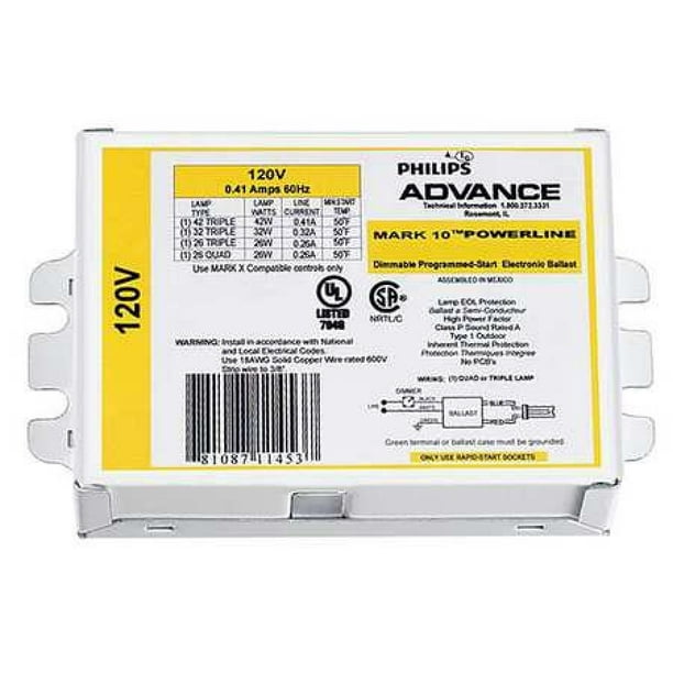 PHILIPS ADVANCE REZ2Q26M2LDK CFL Ballast,Electronic Dimming,120V
