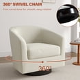 thumbnail image 2 of Swivel Accent Chair White Barrel Chair for Living Room, Modern Upholstered Round Swivel Arm Chair-Beige, 2 of 6