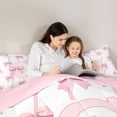 thumbnail image 3 of Feelyou Monogrammed G Full Size Comforter Sets, Pink Bowknot Bedding Sets, 3-Piece, 3 of 6