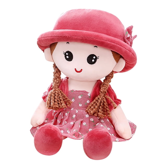 Red Baby Plush Rag Doll 14 Inch Soft Toy Removable Hat Skirt Companion Gift For Girls Stuffed Animal Decorative Friend